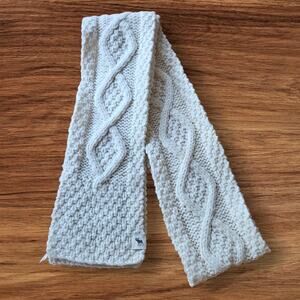 Abercrombie & Fitch Cable Knit Long Cream Wool Rabbit Hair Blend Cozy Scarf